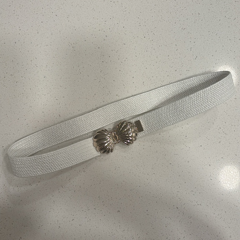 Silver shell buckle belt By Kate Spade New York White S/M NWT